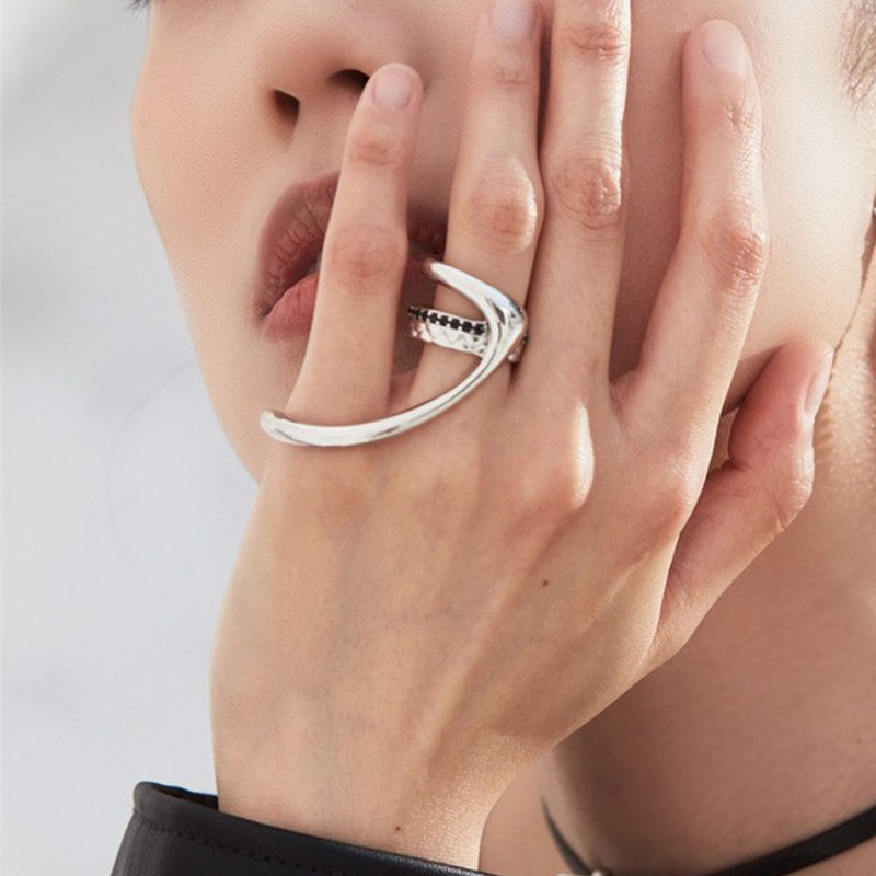 Street Fashion Rings - Женское Двухслойное кольцо с цирконом, в