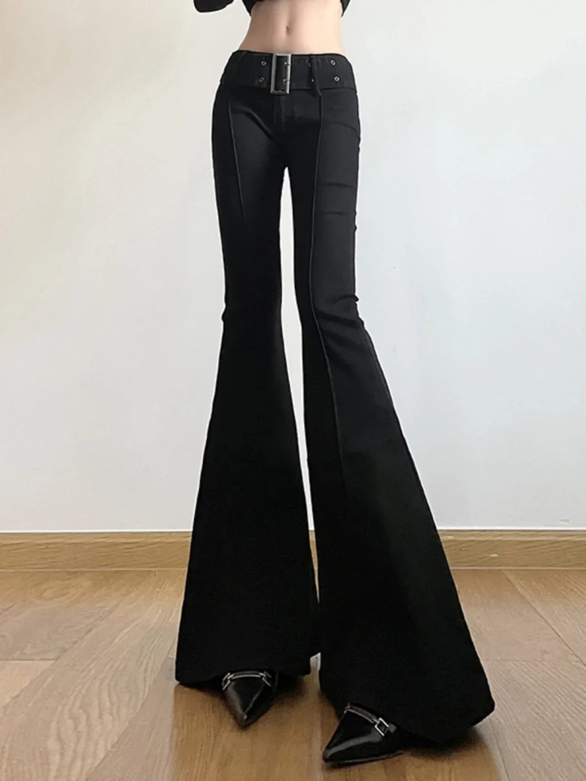 Fashion Street Yoga - Женские черные джинсы-клеш в стиле Y2K,