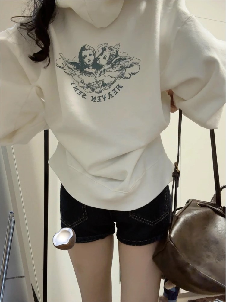 Street Fashion Zip Up Hoodie - Белые винтажные толстовки на молнии для