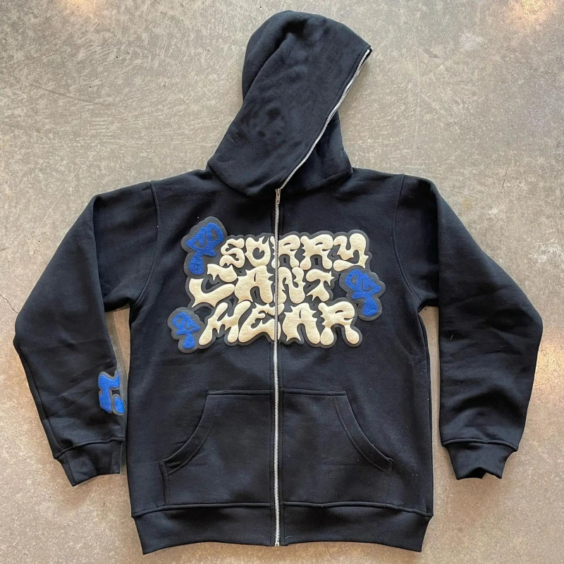 Street Fashion Zip Up Hoodie - Толстовки на молнии с принтом звезд