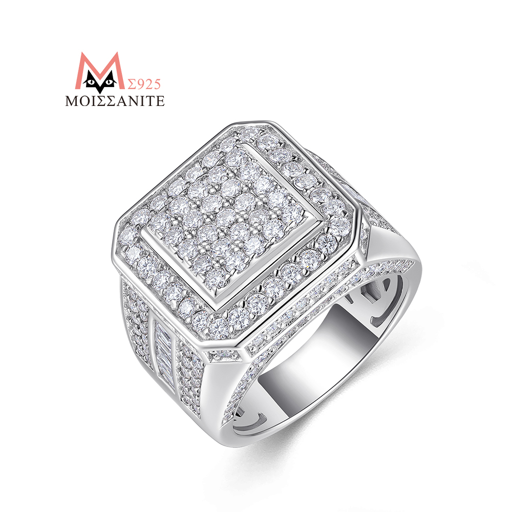 Street Fashion Rings - Кольцо JIUZUAN с полным муассанитом, квадратное