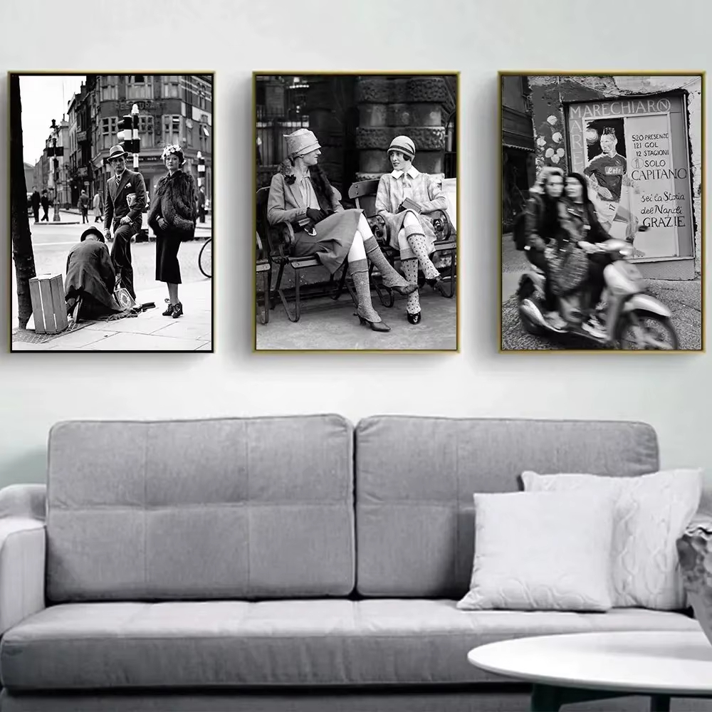 Street Fashion Poster - Модный черно-белый винтажный постер с фотографиями