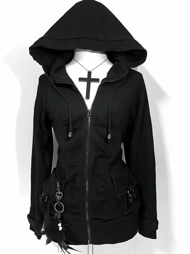 Черная модная новинка: женская – обзор и цена Street Fashion Zip Up Hoodie