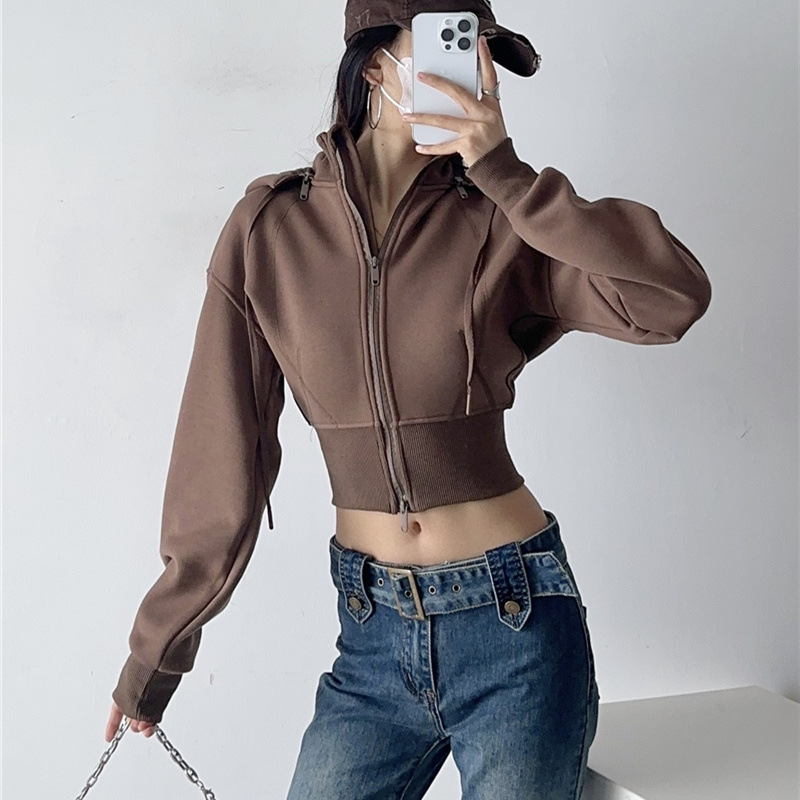Женские укороченные худи-свитш – обзор и цена Street Fashion Zip Up Hoodie