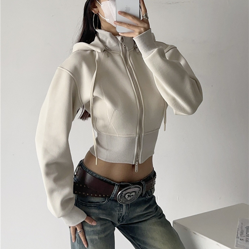 Женские укороченные худи-свитш – обзор и цена Street Fashion Zip Up Hoodie